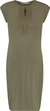 Queen Mum zwangerschapsjurk met crochet inzet en kapmouwtjes in maat XS